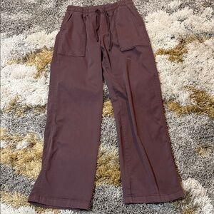 Maurices High Waist Dark Mauve Cargo Elastic Waist Tie Detail Wide Leg